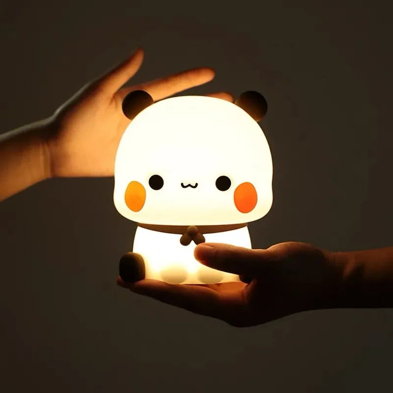 Panda Pat Led Night Light Bubu and Dudu Cute Animal Cartoon Lamp for Kids Bedside Bedroom Living Room Decorative Kawaii Bear Gi