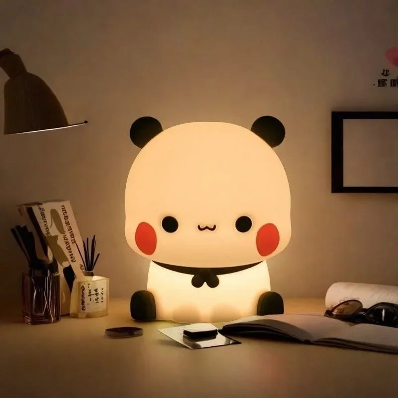 Panda Pat Led Night Light Bubu and Dudu Cute Animal Cartoon Lamp for Kids Bedside Bedroom Living Room Decorative Kawaii Bear Gi