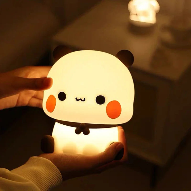 Panda Pat Led Night Light Bubu and Dudu Cute Animal Cartoon Lamp for Kids Bedside Bedroom Living Room Decorative Kawaii Bear Gi